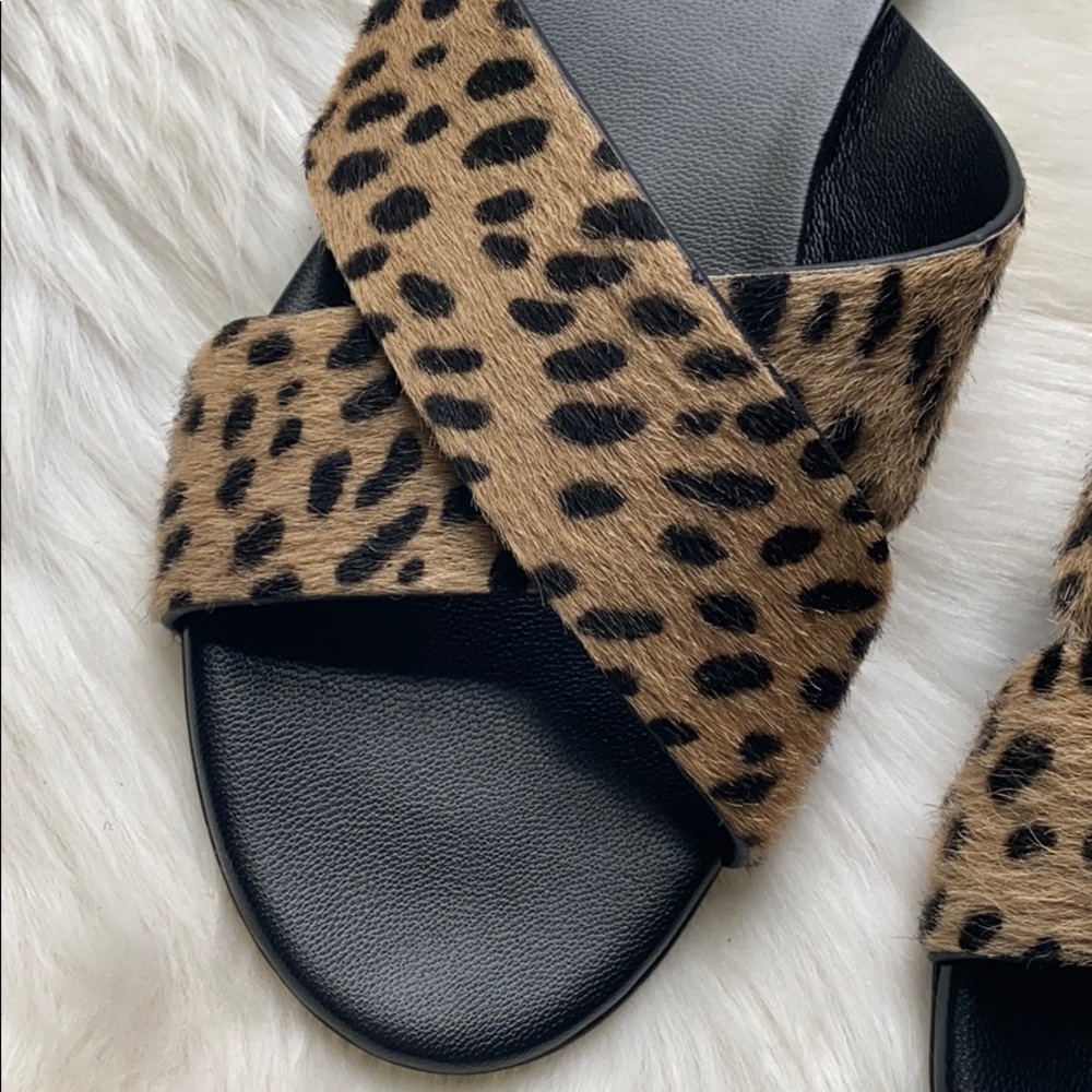 Jenni Kayne pony hair crossover cheetah sandal - Picture 4 of 10